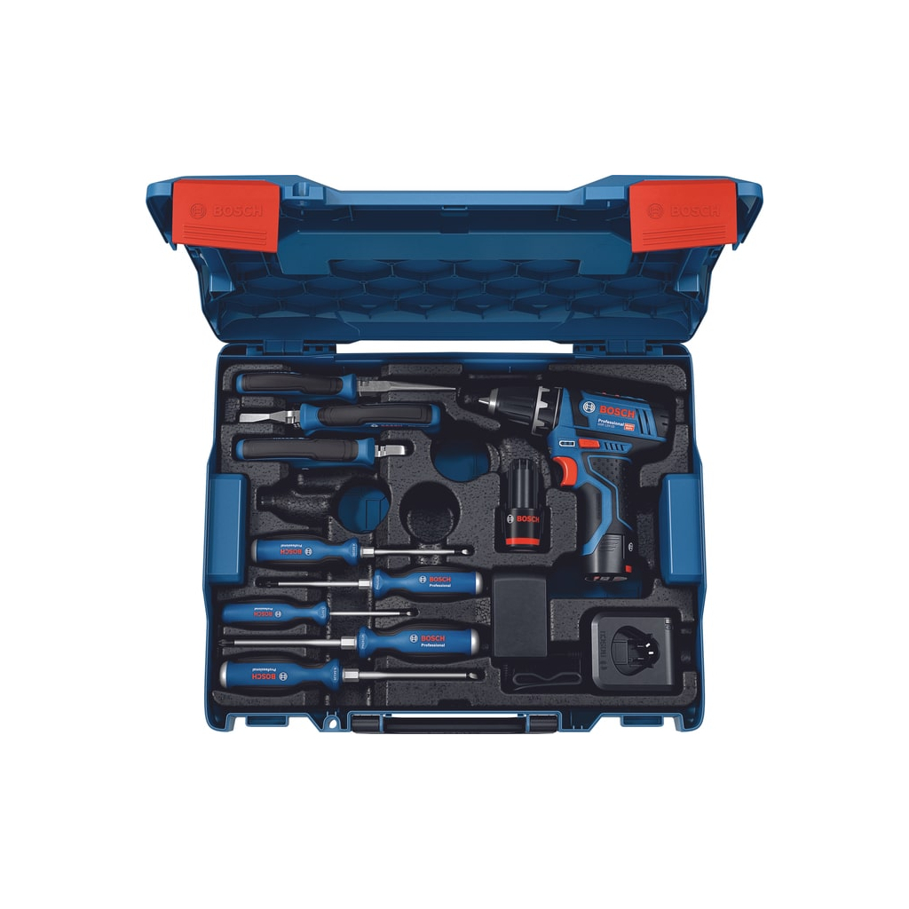 Шуруповерт Bosch GSB 12В 2х2Ah, + набір ручного інструменту (0.601.868.10R) - зображення 2