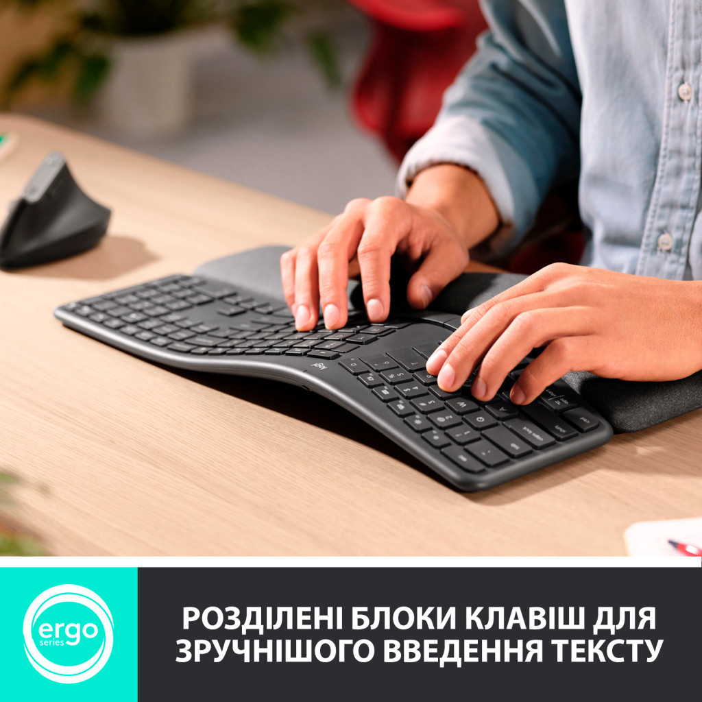 Клавіатура Logitech ERGO K860 Bluetooth/Wireless UA Black (920-010108) - зображення 3