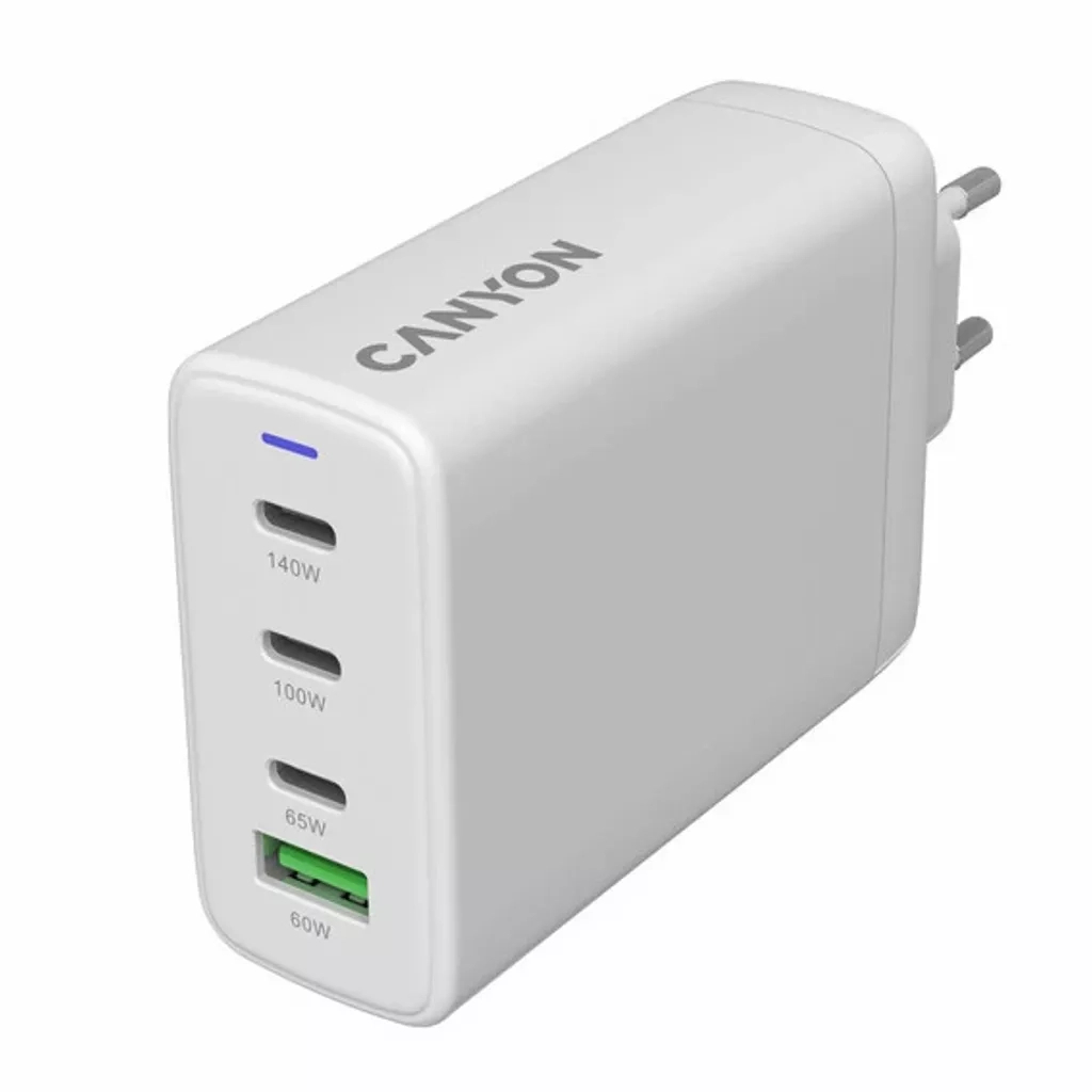 Зарядний пристрій Canyon CU140ACC GaN 150W 3xPD 1xQC EU White (CNS-CUW140ACC) - изображение 2