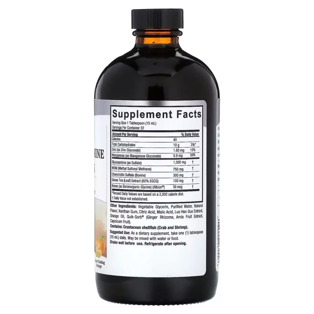 Вітамінно-мінеральний комплекс Nature's Answer Глюкозамін-хондроїтин рідкий, смак апельсина, Liquid Glucosam (NTA-26155) - зображення 2