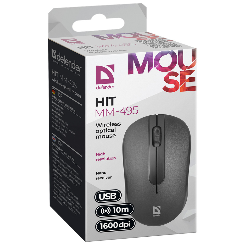 Мишка Defender Hit MM-495 Wireless Black (52495) - зображення 4