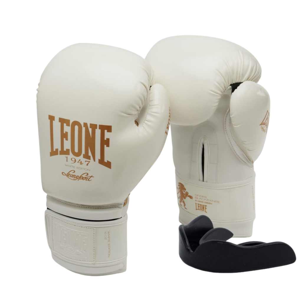 Боксерські рукавички Leone GN059W White/Gold 10 унцій (GN059W_White_10oz) - зображення 1