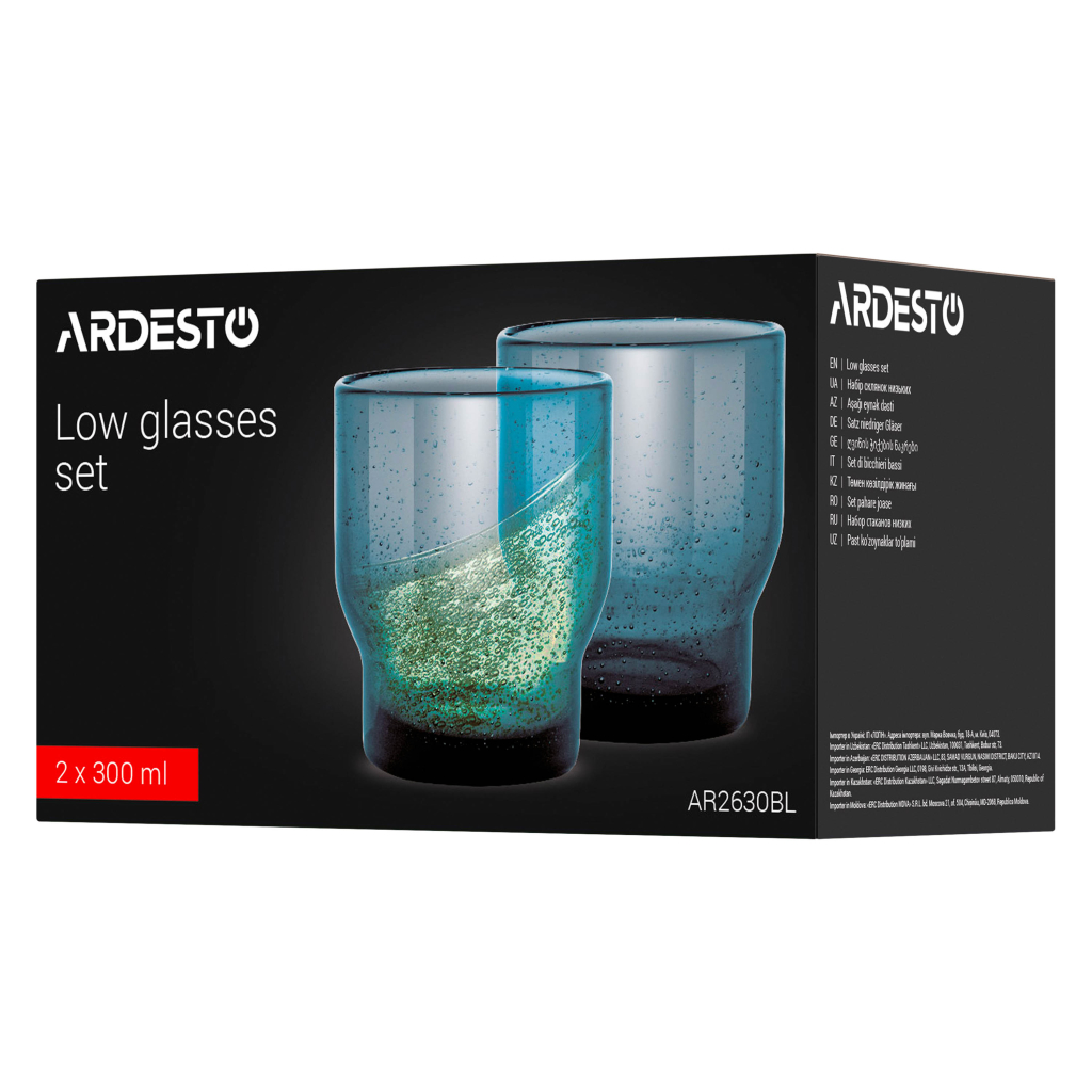 Набір склянок Ardesto Bubble 300мл, 2шт, скло, синій (AR2630BL) - зображення 4
