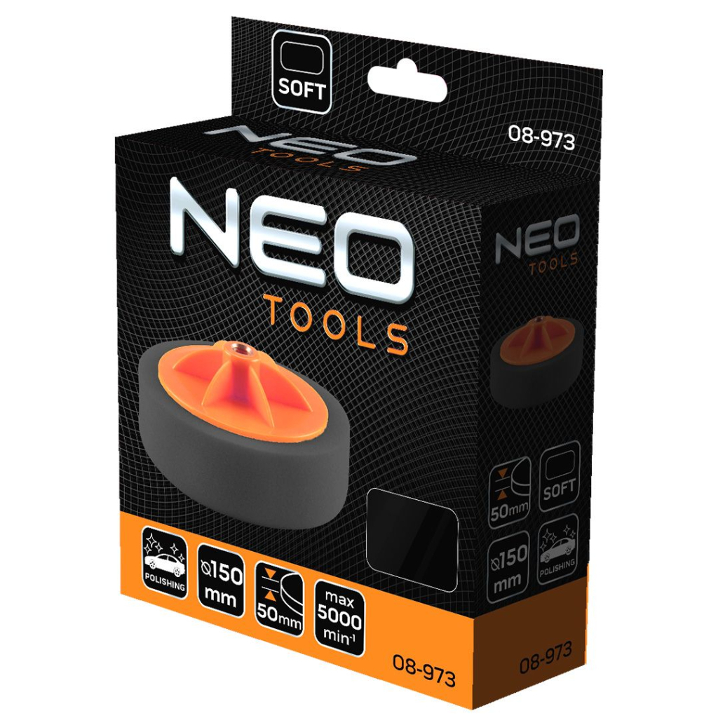 Круг зачистний Neo Tools полірувальний, губка м’яка, M14, 150x50мм (08-973) - изображение 4