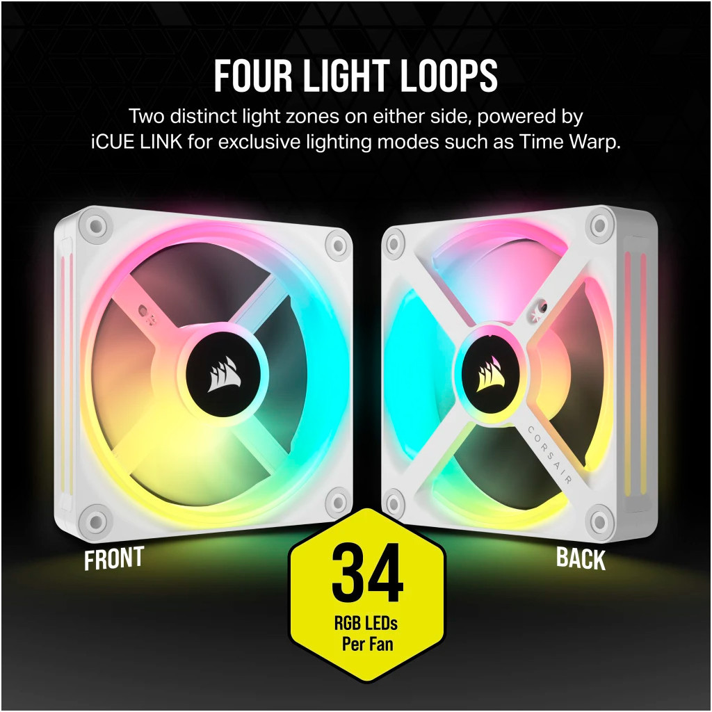 Кулер до корпусу Corsair iCUE Link QX120 RGB PWM White (CO-9051005-WW) - зображення 12