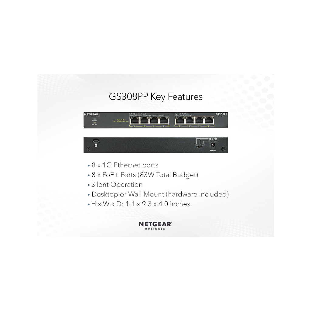 Комутатор мережевий Netgear GS308PP-100EUS - изображение 4