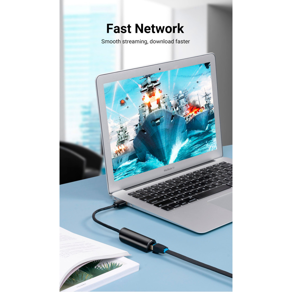 Перехідник USB 2.0 AM to RJ45 Ethernet 100Mbps Vention (CEGBB) - зображення 6