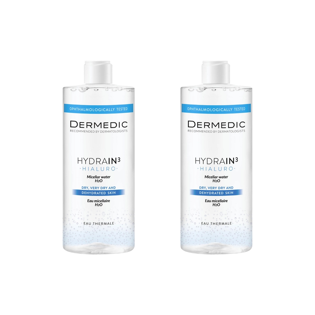 Міцелярна вода Dermedic Hydrain 3 Hialuro H2O 2 x 500 мл (5901643175801) - изображение 1
