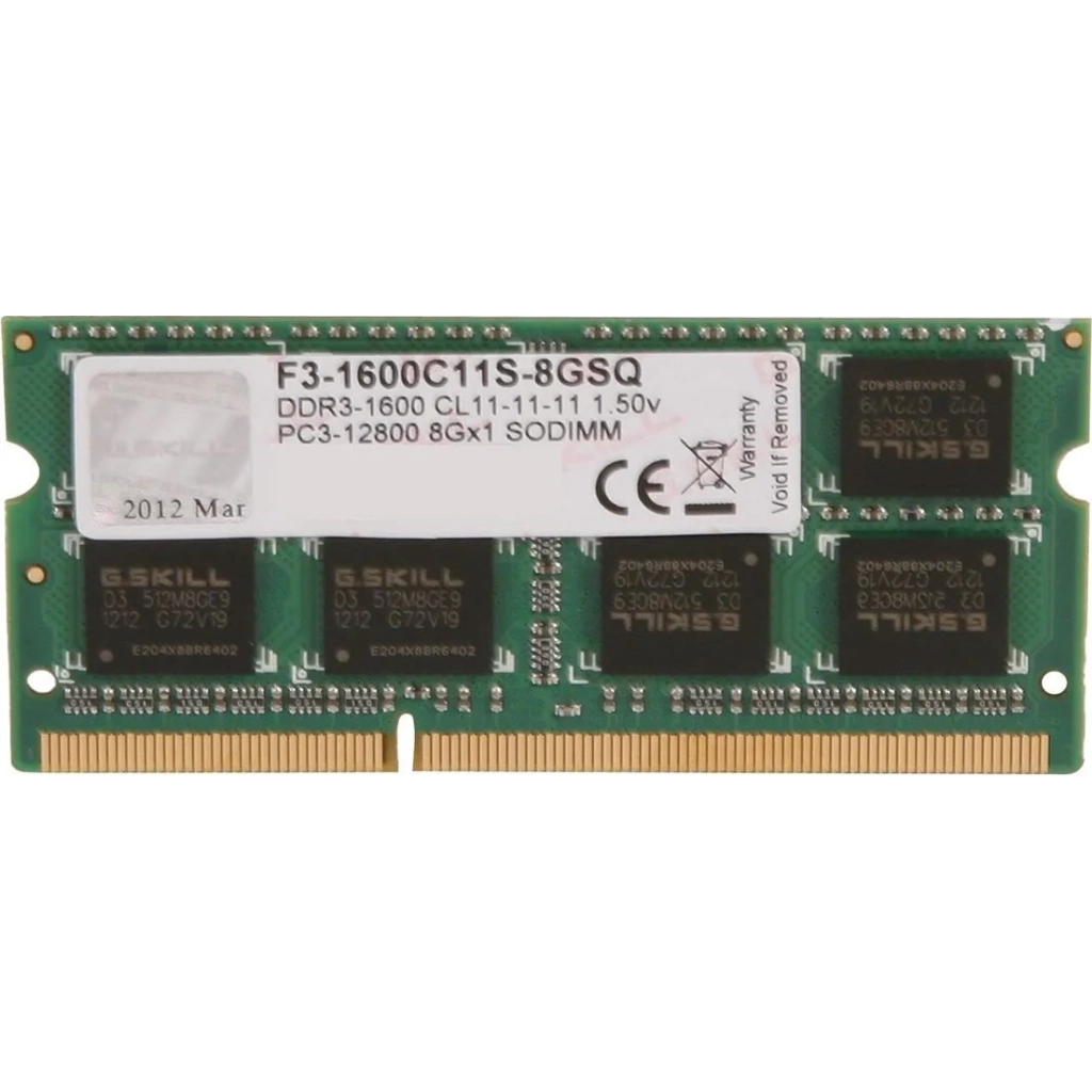 Модуль пам'яті для ноутбука SoDIMM DDR3 8GB 1600 MHz G.Skill (F3-1600C11S-8GSQ) - зображення 1
