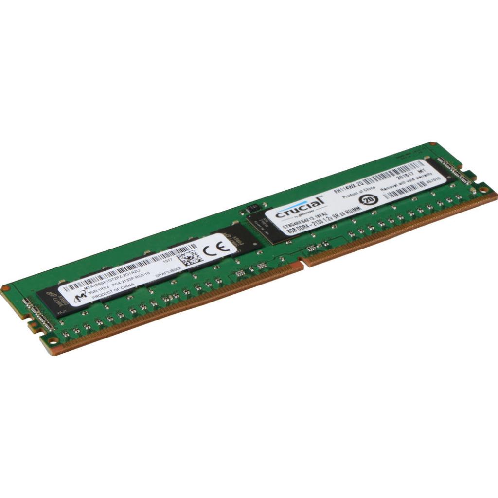 Модуль пам'яті для сервера DDR4 8GB ECC RDIMM 2133MHz 1Rx4 1.2V CL15 Micron (CT8G4RFS4213) - зображення 1