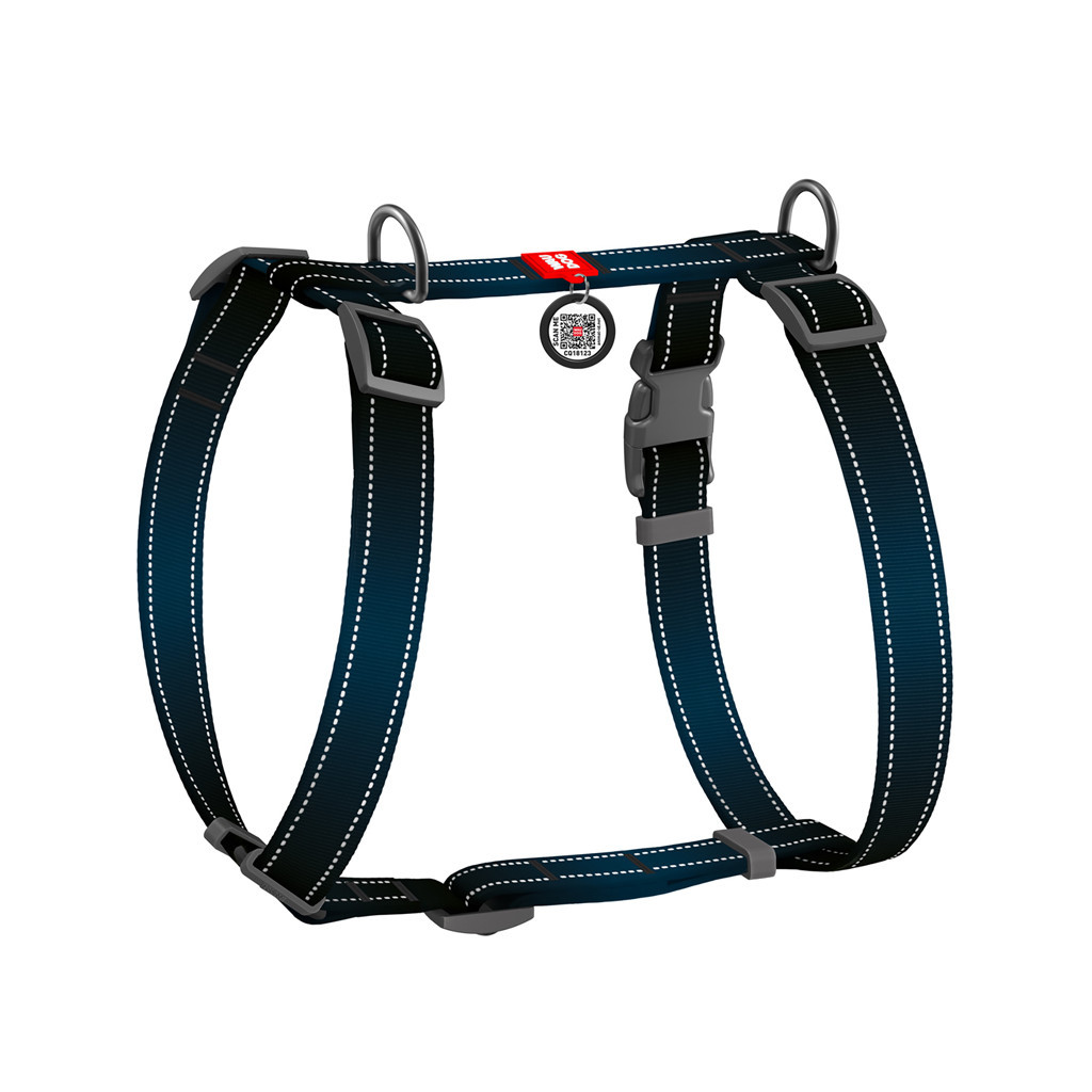 Шлея для собак WAUDOG Nylon Mono з QR-паспортом, пластиковий фастекс М чорна (52721) - зображення 2