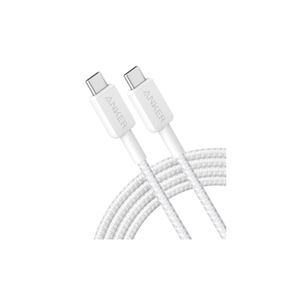 Дата кабель USB-C to USB-C 0.9m nylon 322 white Anker (A81F5H21/A81F5G21) - зображення 2