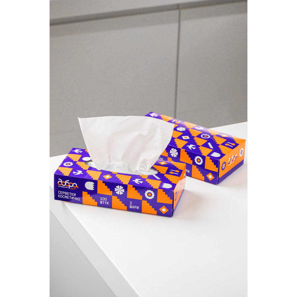 Серветки косметичні Добра Господарочка Колекція Вибійка 2 шари 100 шт. (4820086524117) - изображение 2