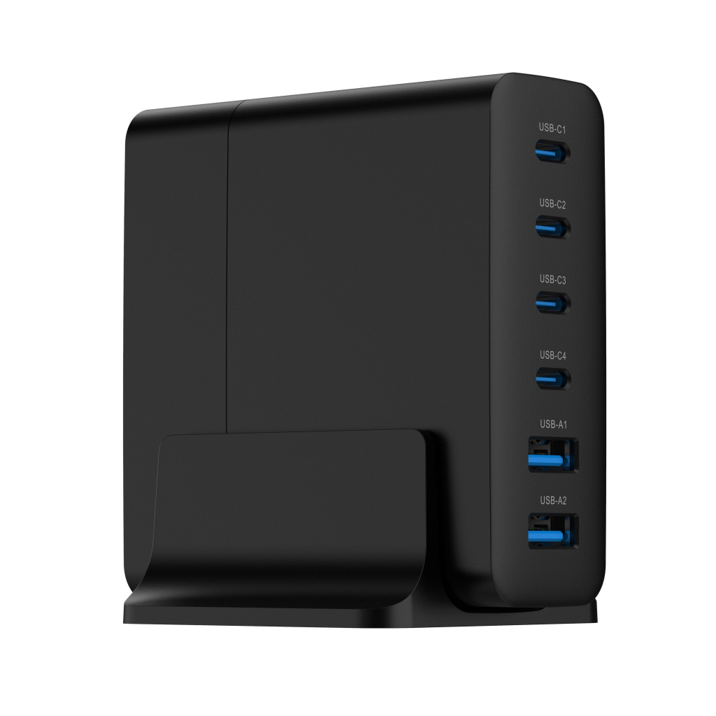 Зарядний пристрій Gembird 4xUSB-C PD25W + 2xUSB QC3.0 18W black (TA-UC-2A4C-PD75-01-BK) - зображення 3