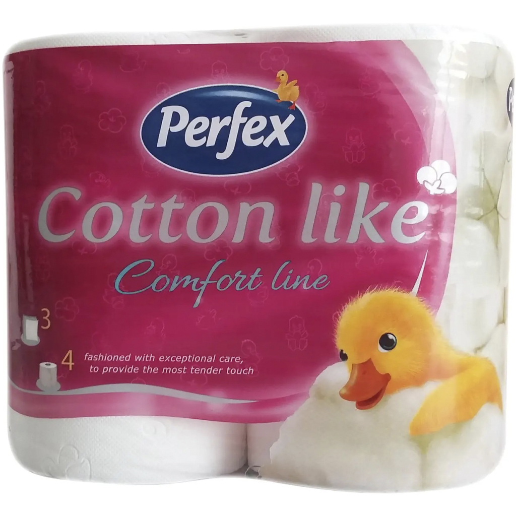Туалетний папір Perfex Cotton Like Comfort Line 3 шари 4 рулони (8606108597262) - зображення 1