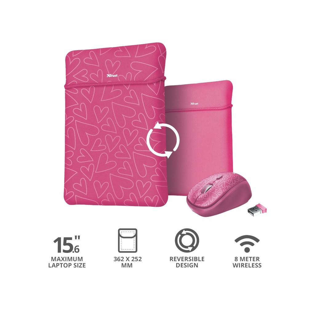 Чохол до ноутбука Trust 15.6" Yvo Mouse & Sleeve Pink+ mouse (23443) - зображення 10