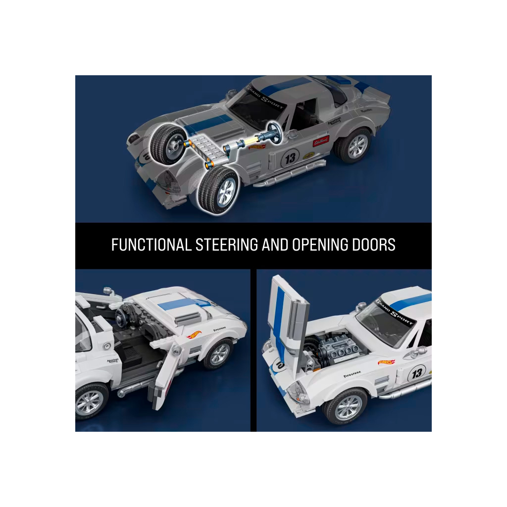 Машина Hot Wheels Brick Shop Elite Corvette Grand Sport 918 деталей (JGR31) - зображення 5