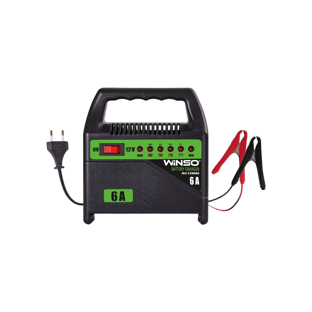 Зарядний пристрій для автомобільного акумулятора WINSO 6В-12В.Макс.струм підзарядки 6А.Макс.Ем 80Ah (139060) - picture 1