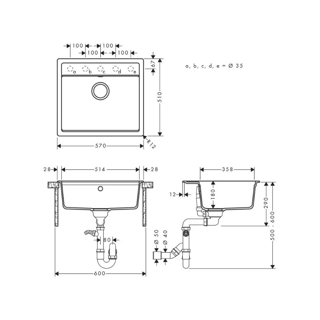 Мийка кухонна Hansgrohe S520-F510 + зміш. Talis M54 (43359800) - зображення 5