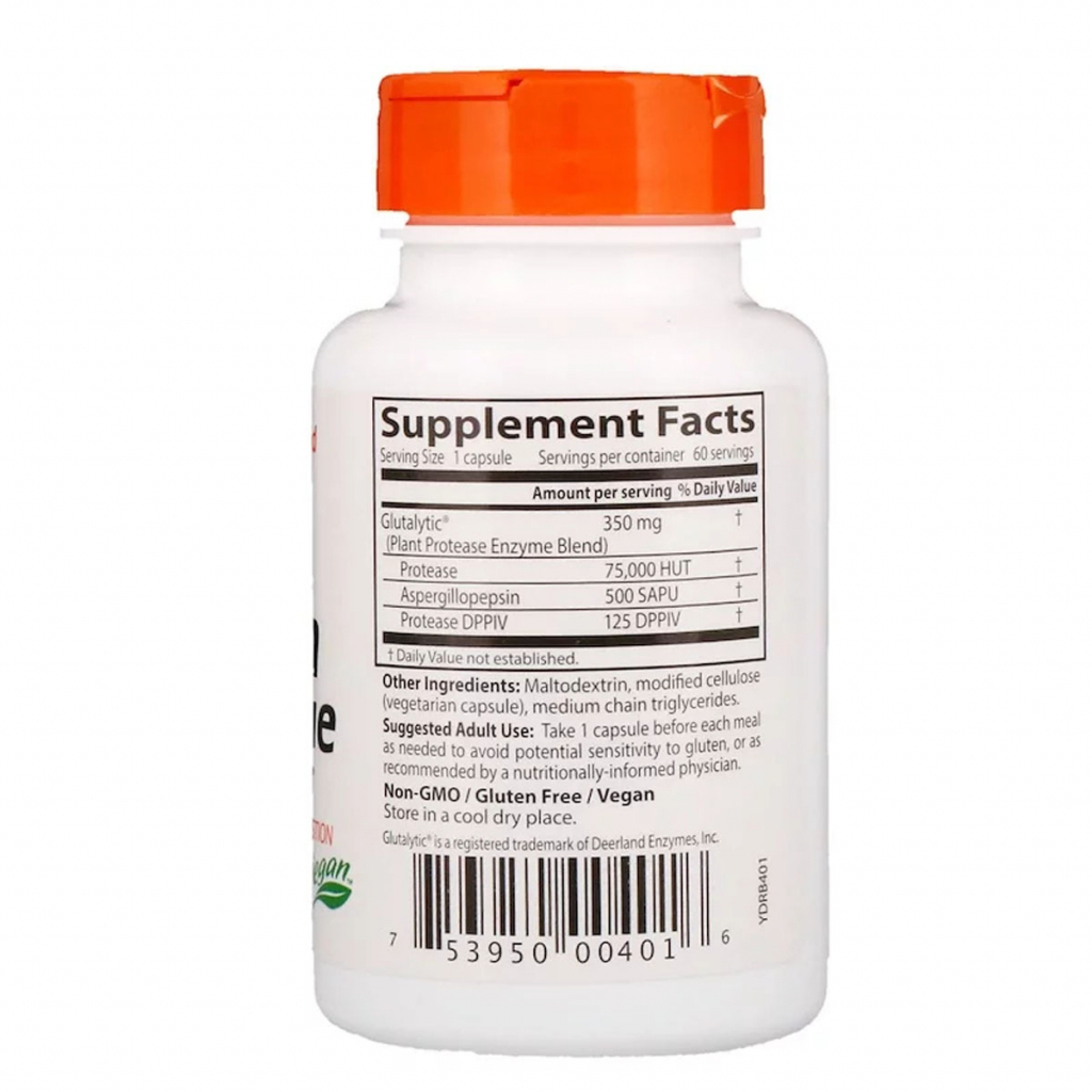 Пробіотики Doctor's Best Ферменти для Перетравлення глютену, Gluten Rescue, 60 капсул (DRB-00401) - зображення 2