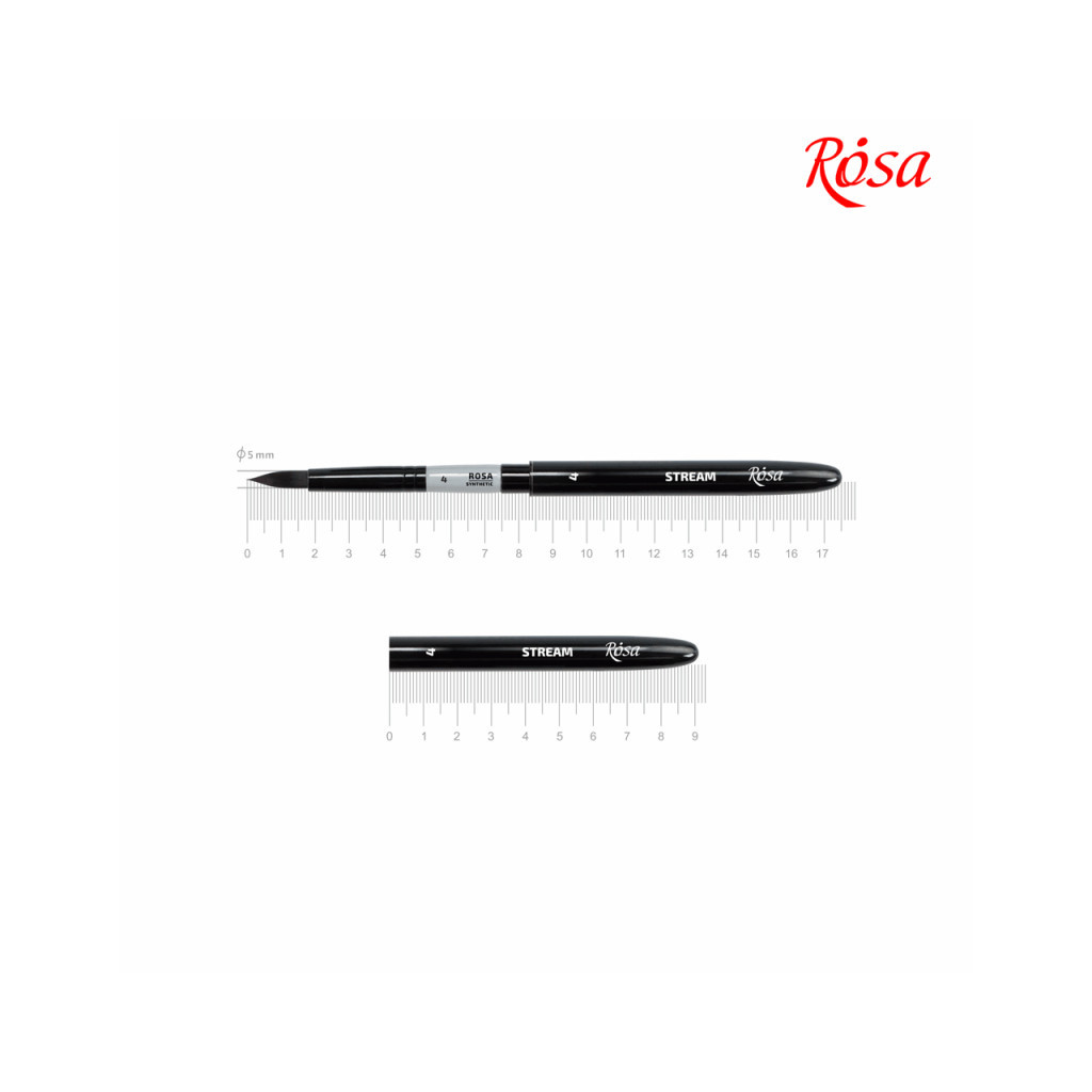 Пензлик для малювання Rosa Синтетика кругла, TRAVEL BRUSH, STREAM 158, № 4 (4823098530077) - зображення 1