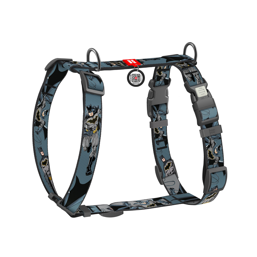Шлея для собак WAUDOG Nylon H-подібна з QR-паспортом "Тінь Бетмена", пластиковий фастекс М (344-1078) - зображення 1