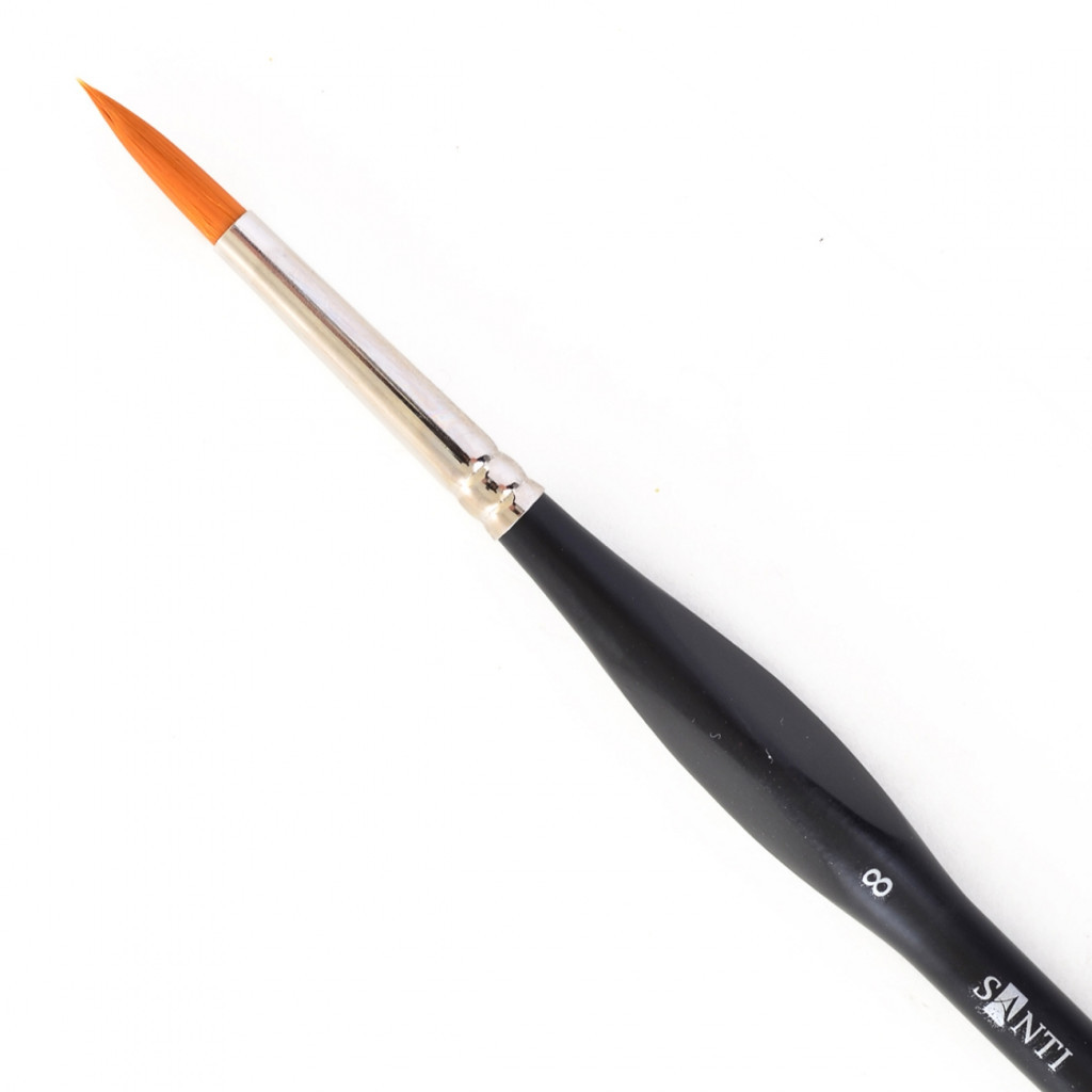 Пензлик для малювання Santi синтетика Sensation, коротка ручка з вигином, кругла, №8 (310782) - зображення 2