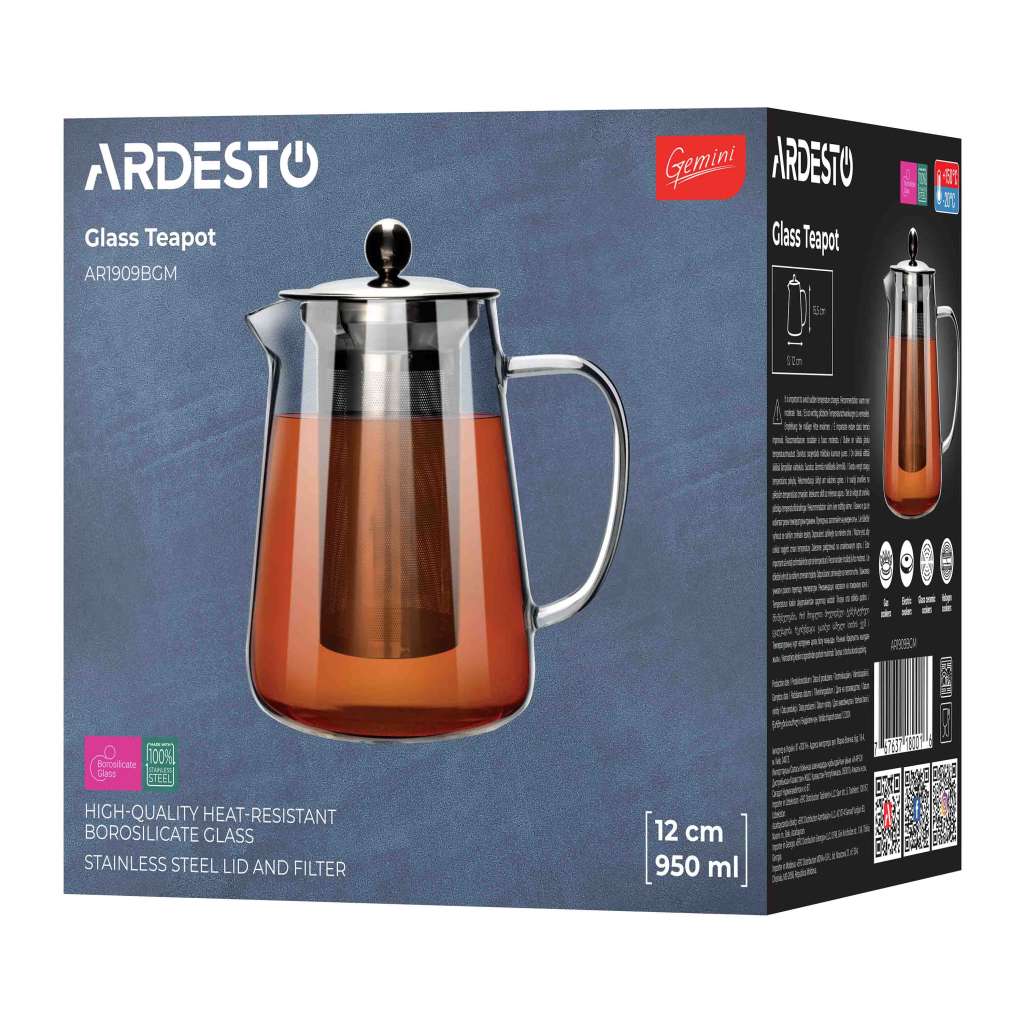 Заварник Ardesto Gemini Milano 950 мл, прозорий (AR1909BGM) - зображення 2