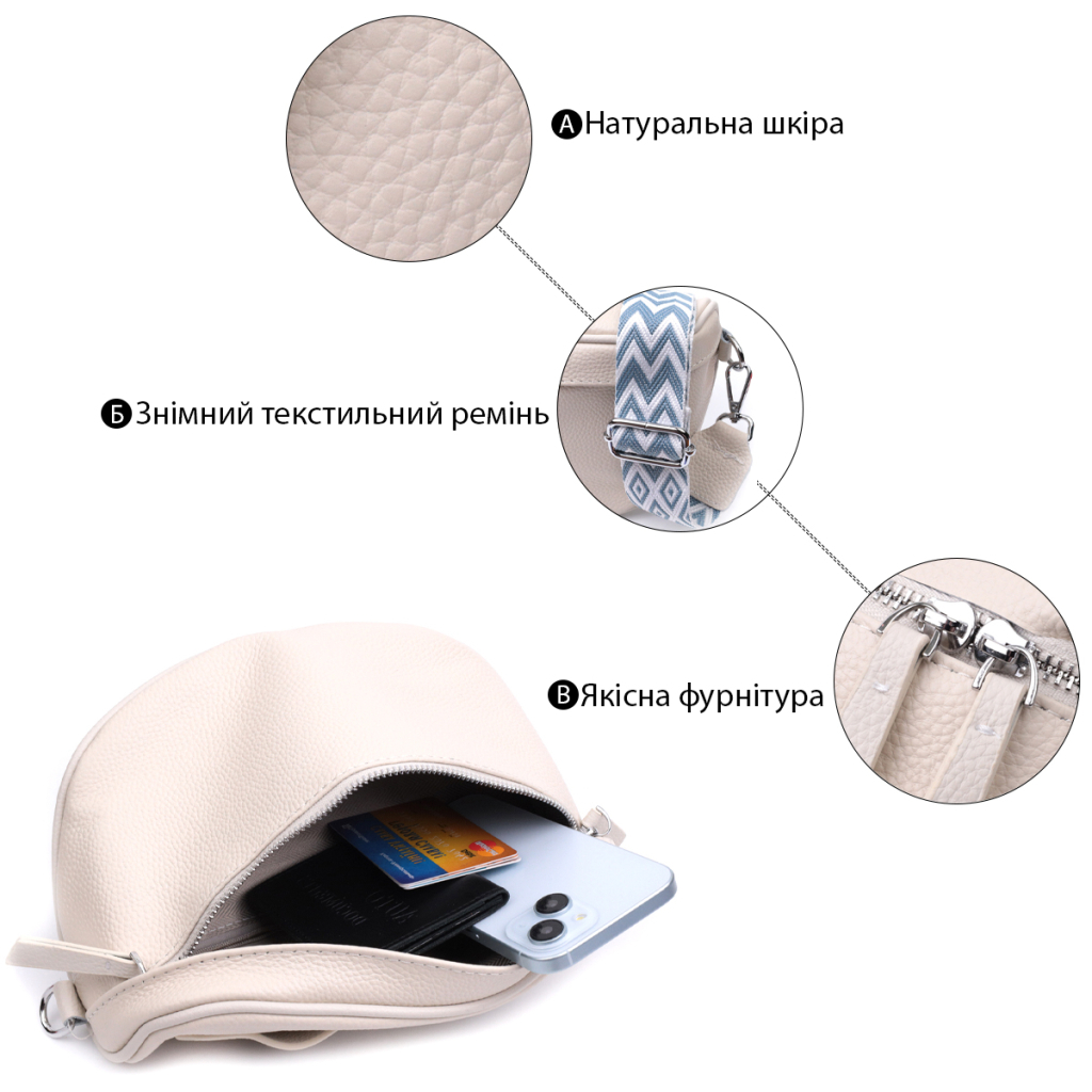 Сумка Vintage З натуральної шкіри Біла (22656) - зображення 4