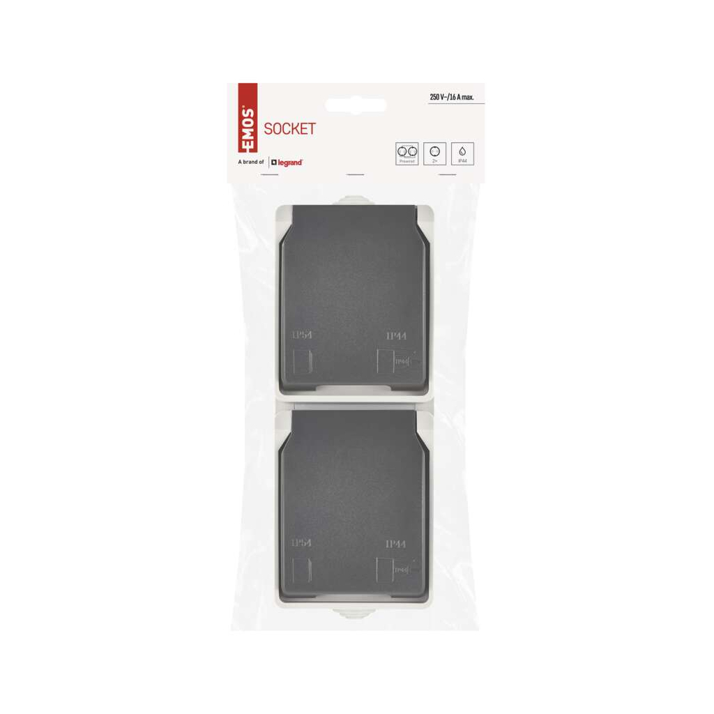 Розетка EMOS вертикальна зовнішня IP44 Сіро-чорна (A1396.3) - picture 4