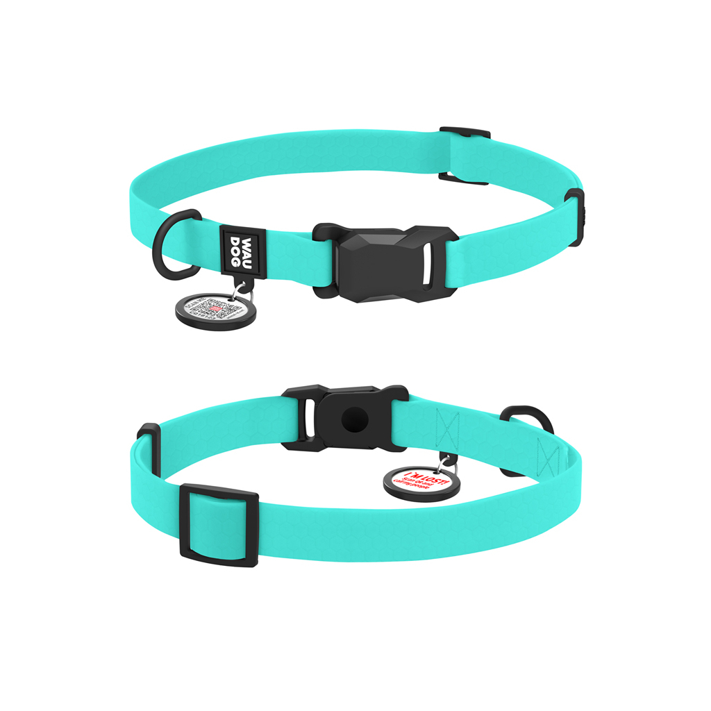Нашийник для тварин WAUDOG Magnet c QR паспортом, магнітна пряжка-фастекс S тіффані (279427) - зображення 1