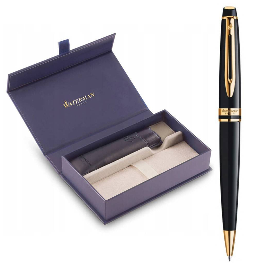 Ручка кулькова Waterman EXPERT Black GT  BP + чохол + подар.упаковка GIFT24 (20 021b24) - изображение 1