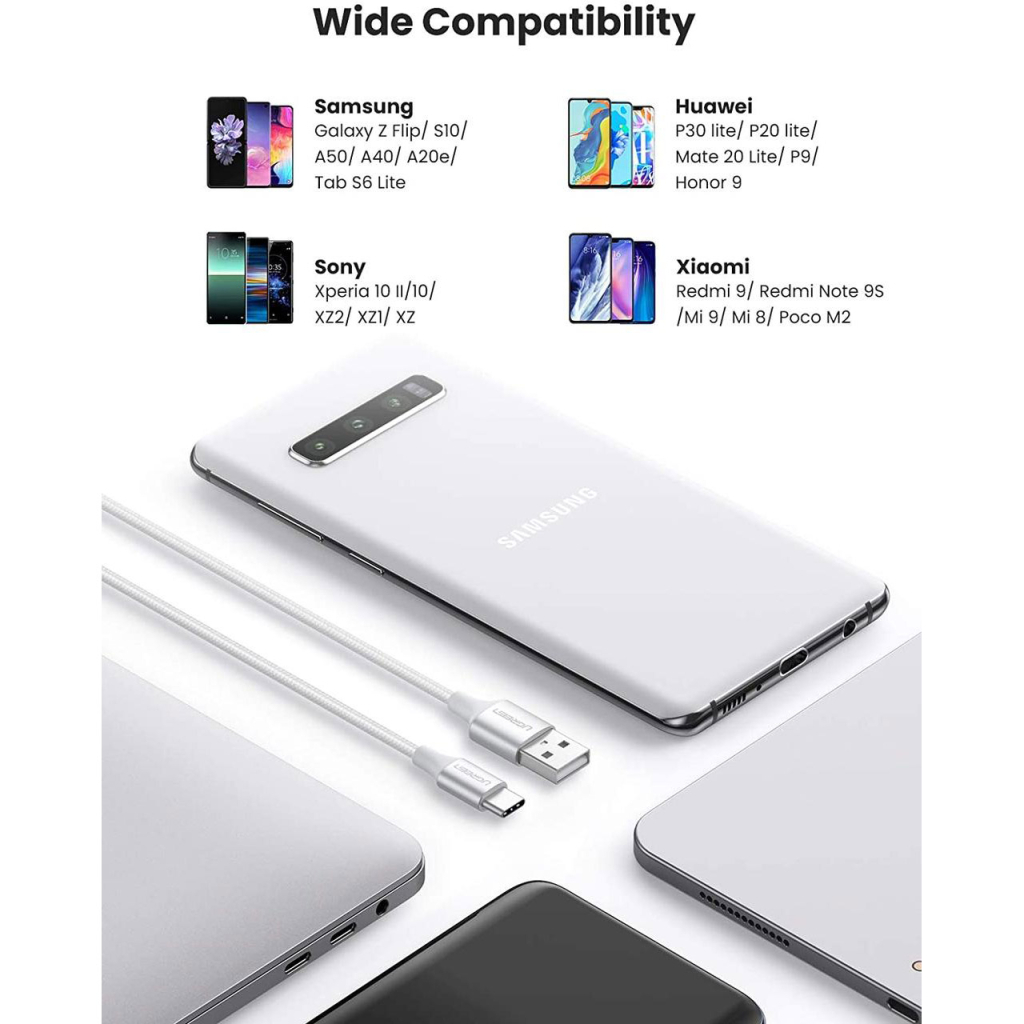 Дата кабель USB 2.0 AM to USB-C 0.5m 3A US288 white Ugreen (60130) - зображення 5