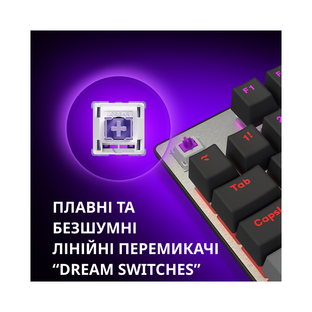 Клавіатура Lorgar Azar 514TKL RGB Mechanical USB UA White/Grey (LRG-GK514TKL-WH-UA) - изображение 7