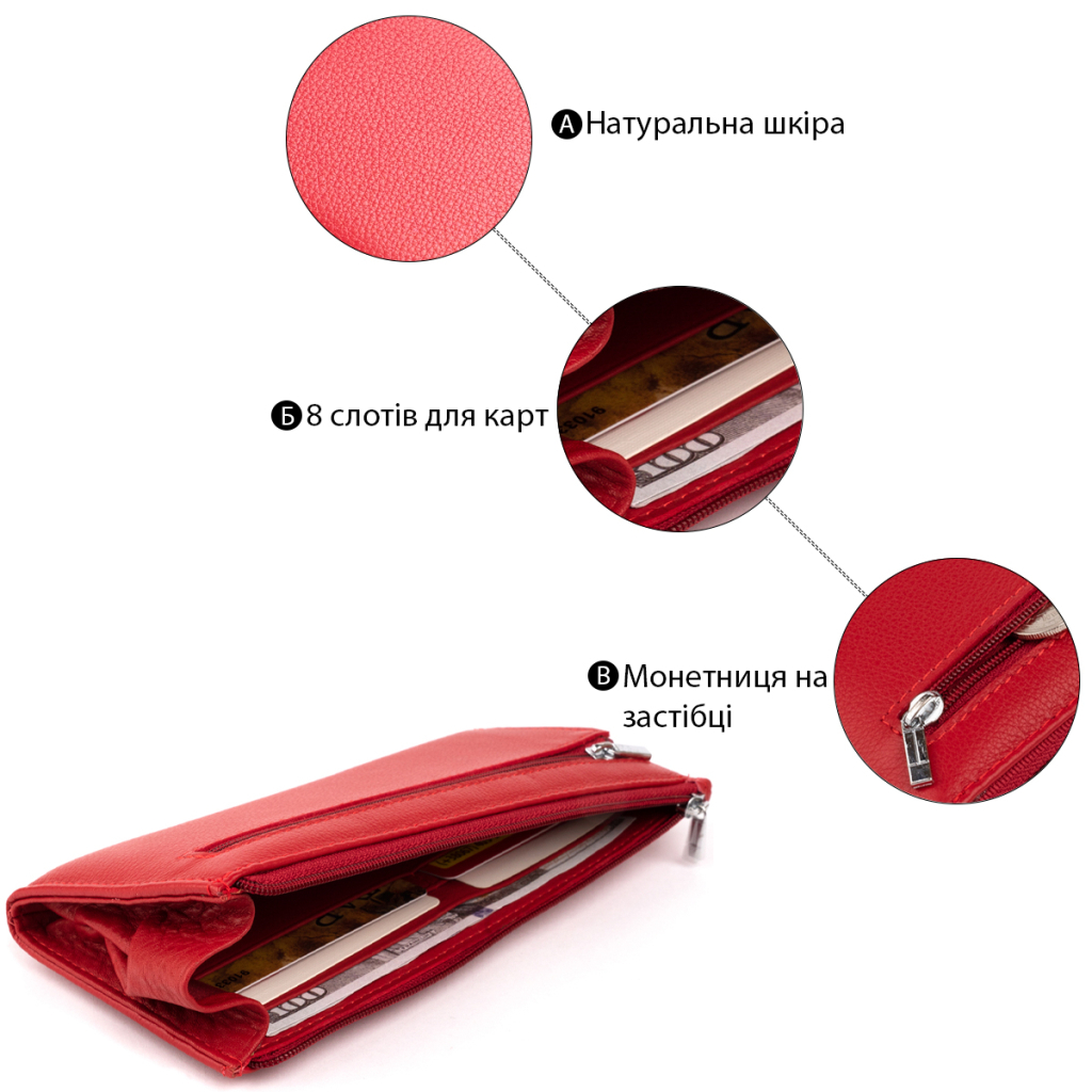 Гаманець ST Leather Зі шкіри жіночий Червоний (19330) - зображення 4