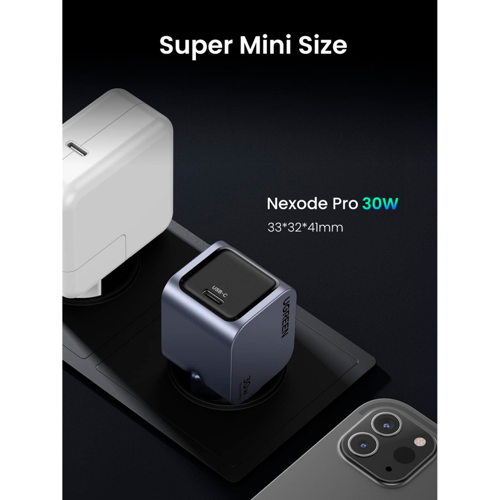 Зарядний пристрій Ugreen USB-C PD30W GaN X703 gray (35006) - зображення 6