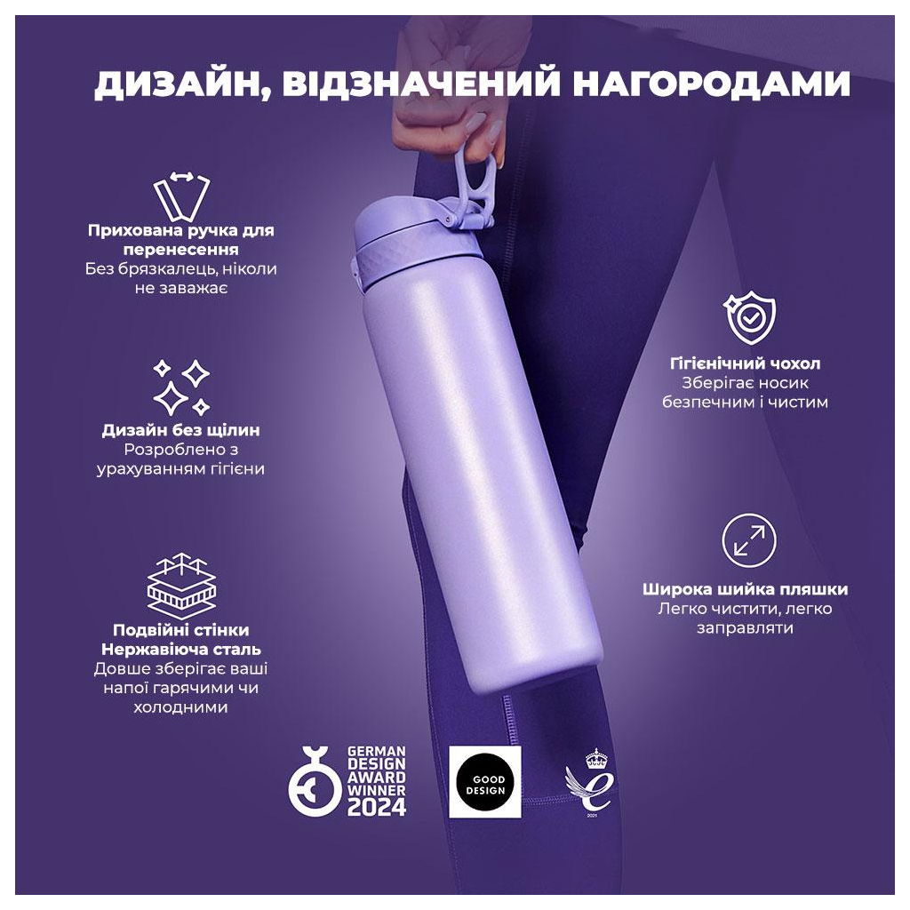 Пляшка для води ION8 OneTouch Vacuum Insulated 920 мл Periwinkle (I8TS1000PERI) - зображення 4