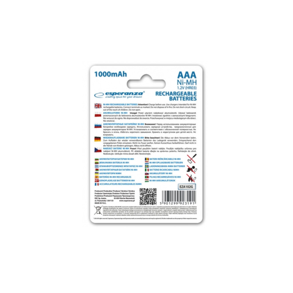 Акумулятор Esperanza AAA 1000mAh Ni-MH * 4 green (EZA102G) - зображення 2