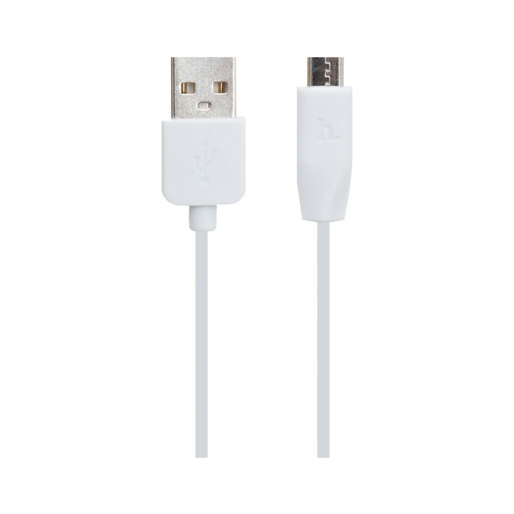 Дата кабель USB 2.0 AM to Micro 5P 1.0m 2.4A PVC X1 white HOCO (6957531032038) - зображення 1