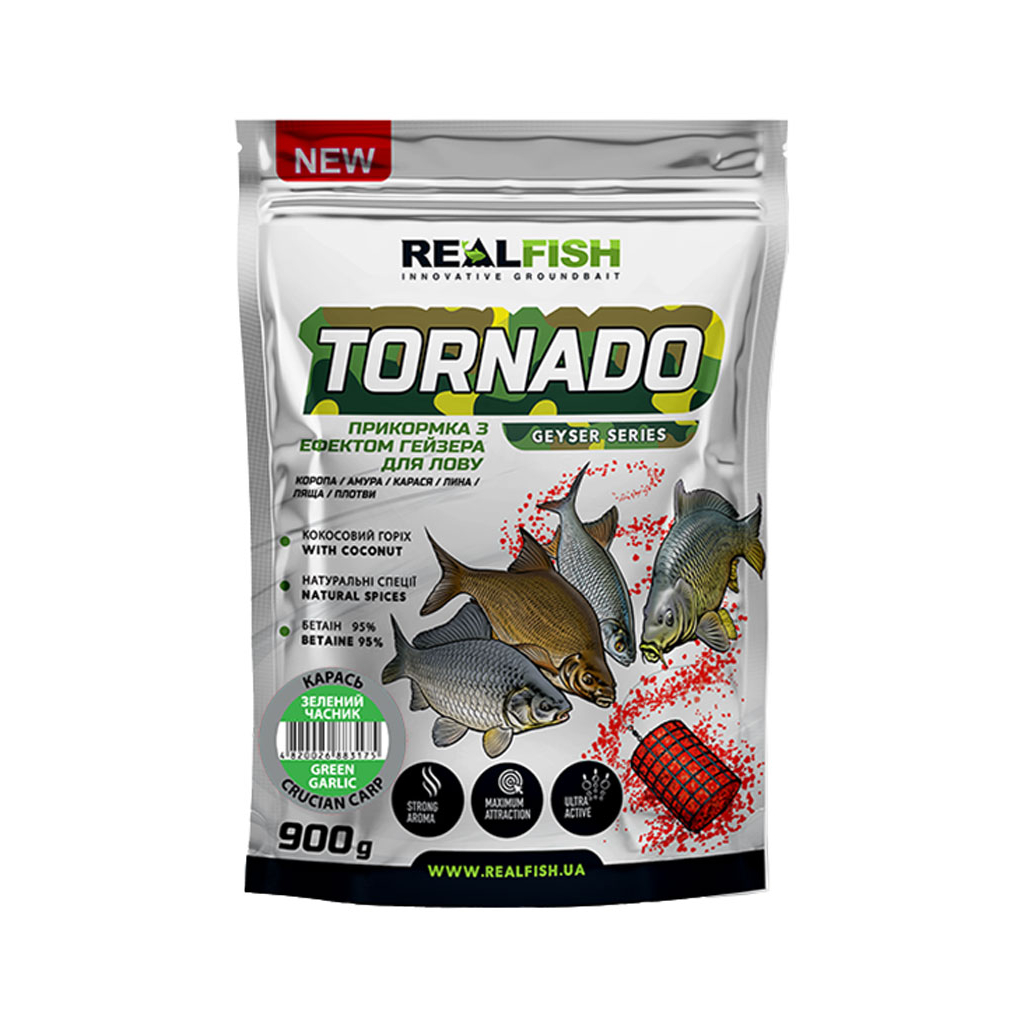 Прикормка Real Fish Торнадо Карась (Зелений Часник) 0.9kg (809.00.43) - изображение 1