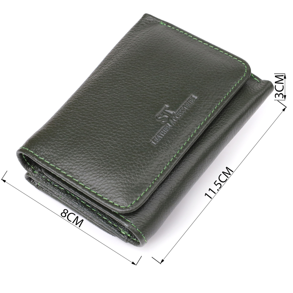 Гаманець ST Leather З натуральної шкіри Зелений (23076) - зображення 3