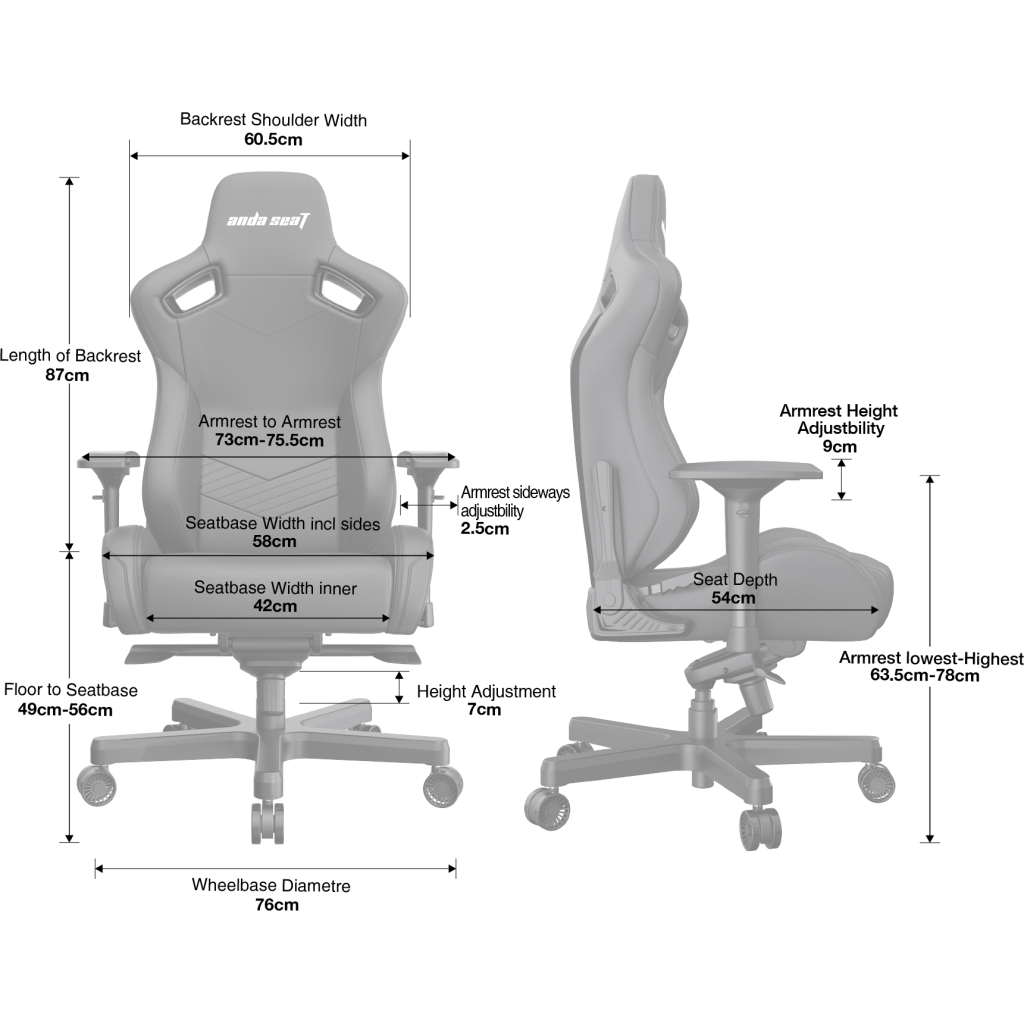 Крісло ігрове Anda Seat Kaiser 2 Size XL Black (AD12XL-07-B-PV-B01) - зображення 11