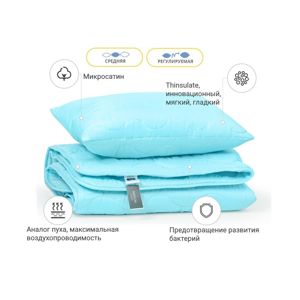 Ковдра MirSon Набір 3M Thinsulate Всесезонний №1667 Eco Light Blue (2200002657433) - зображення 2