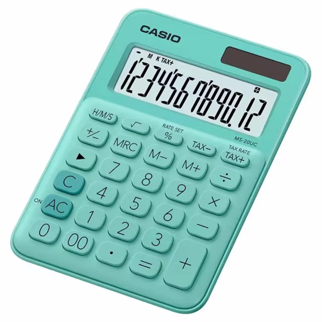 Калькулятор Casio MS-20UC-GN-W-EC, зелений (CALC-CAS-MS-20UC-GN) - изображение 1