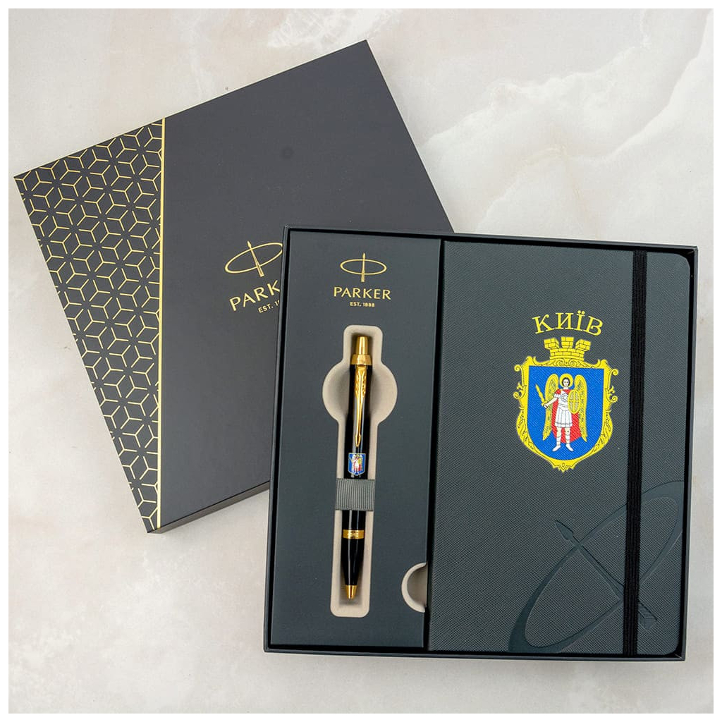 Ручка кулькова Parker IM 17 CITY Black GT BP Герб Києва + блокнот Parker + подар.упак. GIFT24 (22032b24_C0010u) - зображення 12