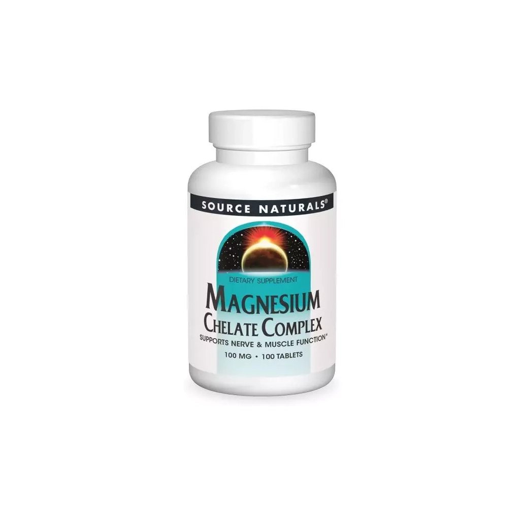 Мінерали Source Naturals Магній Хелат, 100 мг, Magnesium Chelate Complex, 100 таблеток (SN0317) - зображення 1