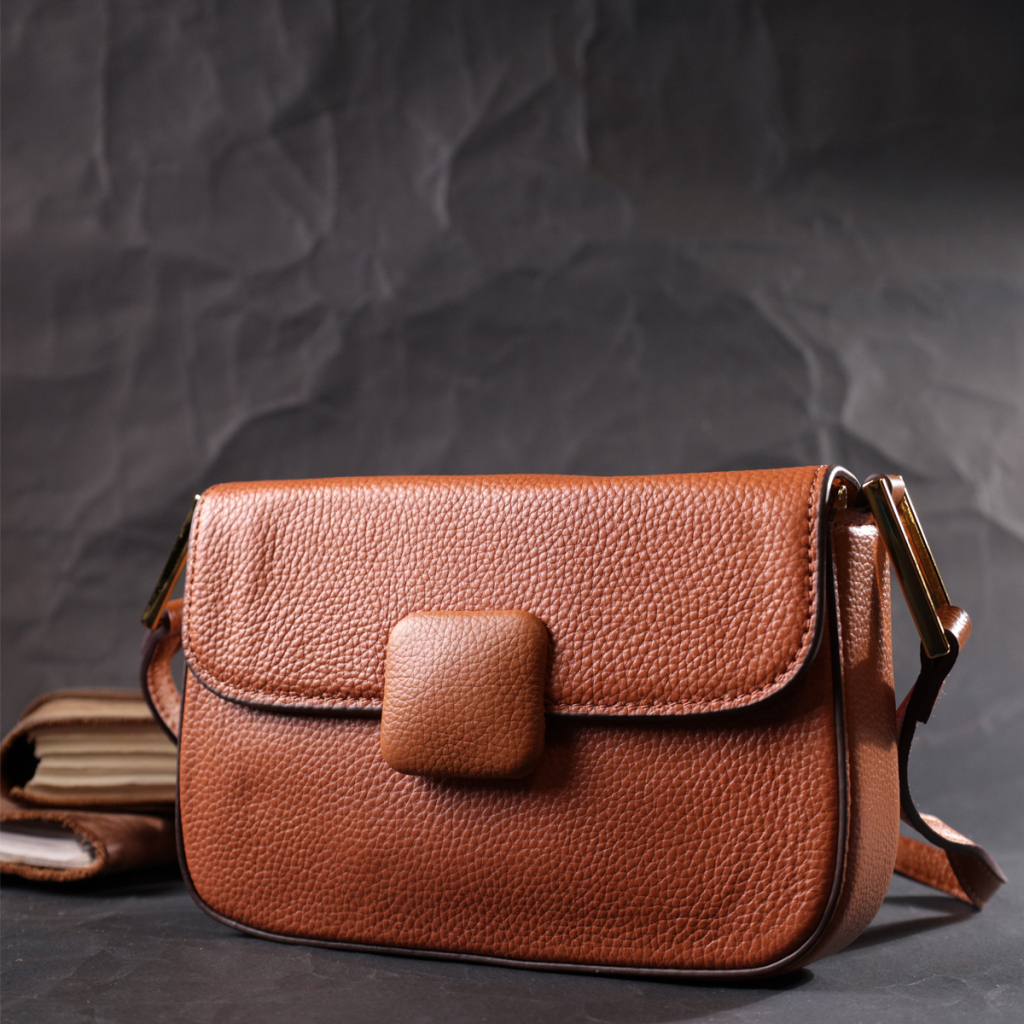 Сумка Vintage З твердим каркасом з натуральної шкіри Коричнева (22390) - зображення 10