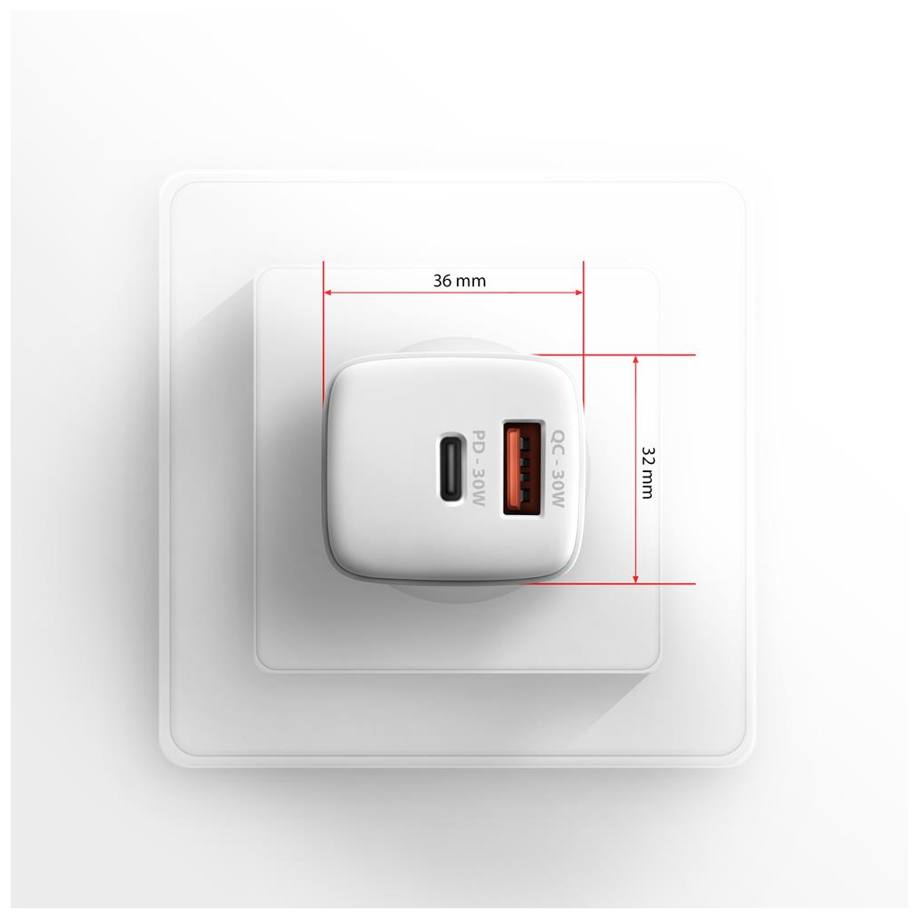 Зарядний пристрій AXAGON 1xUSB QC4.0 + 1xUSB-C PD30W PPS white (ACU-PQ30W) - зображення 9