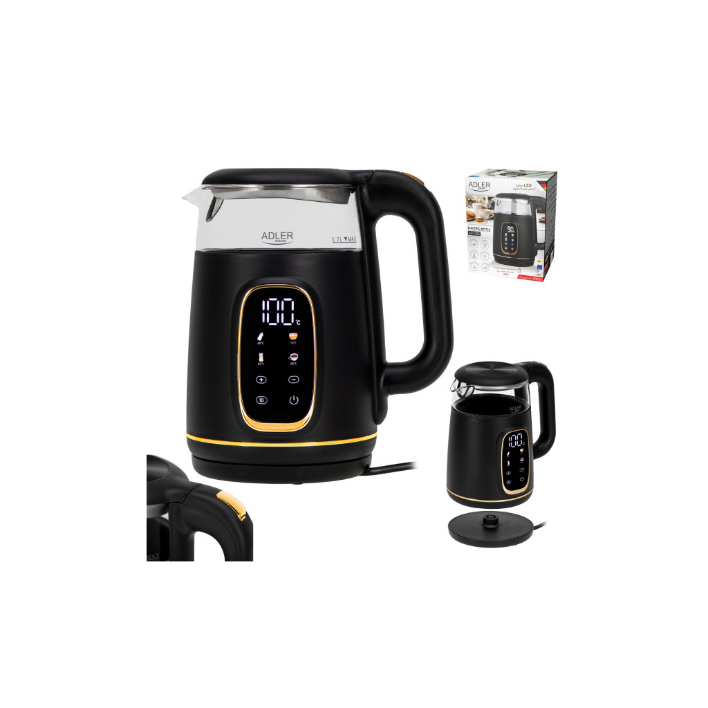 Електрочайник Adler AD 1305 black gold - зображення 8