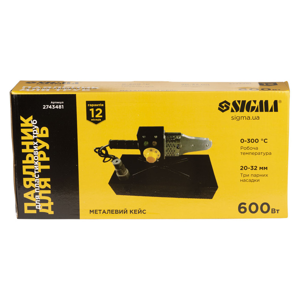 Паяльник для пластикових труб Sigma 600Вт 20-32мм у металевому кейсі (2743481) - изображение 12